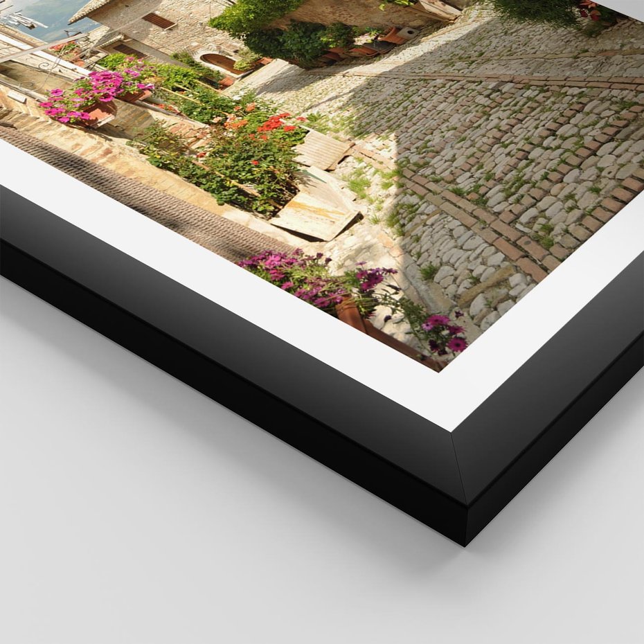 Plakat w ramie 30x40 - Włoskie Uliczki - włoska, uliczka - rama czarna