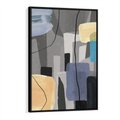 Obraz w ramie 70x100 - Harmonia w chaosie serca - abstrakcja na szarym tle, kolorowe plamy koloru - rama czarna