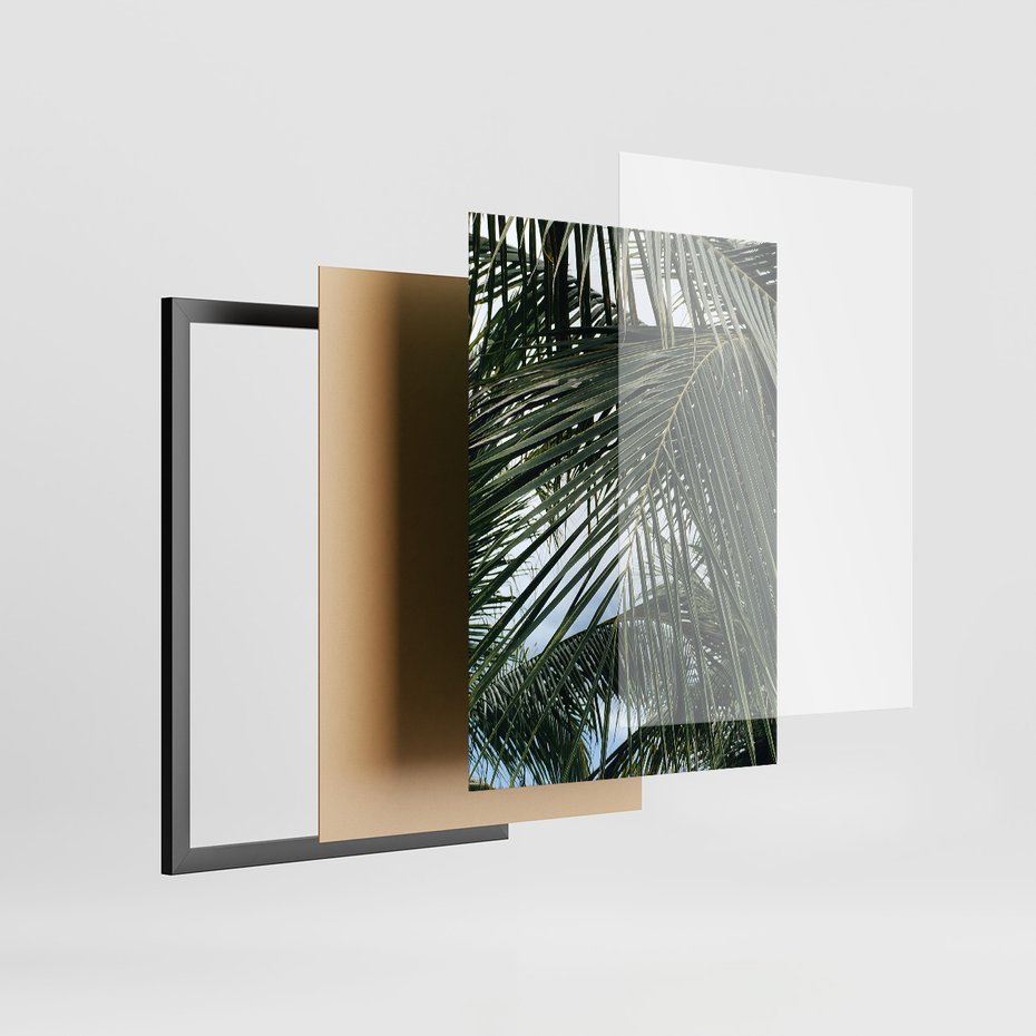 Zestaw obrazy w ramie 50x70 galeria - Palmy, pozytywe, myślenie - rama czarna