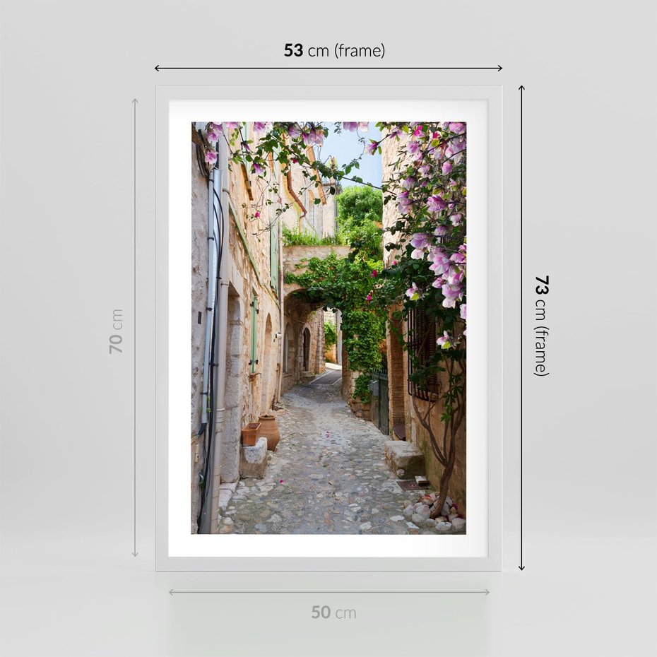 Plakat w ramie 50x70 - Ścieżka W Nieskończoność - uliczka, perspektywa - rama biała