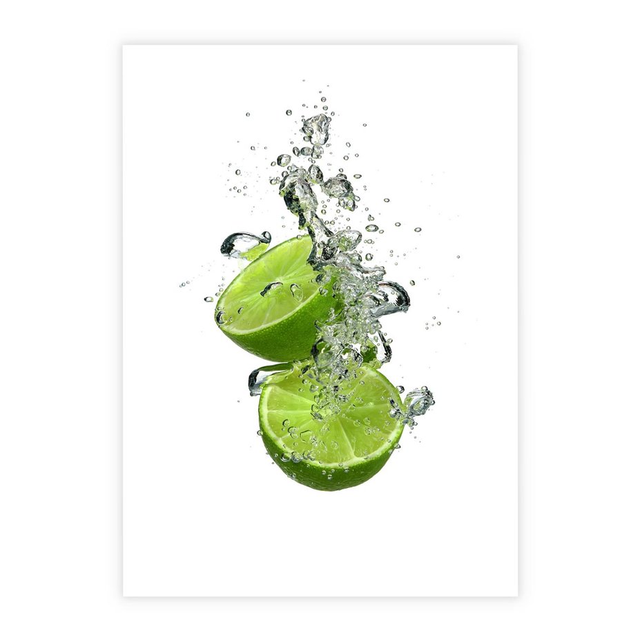 Plakat bez ramy 30x40 - Kuchenne limonki na stole - limonki, kuchnia