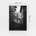 Obraz w ramie 50x70 - Ukryta Uliczka - czarno białe zdjęcie, schody - rama drewno