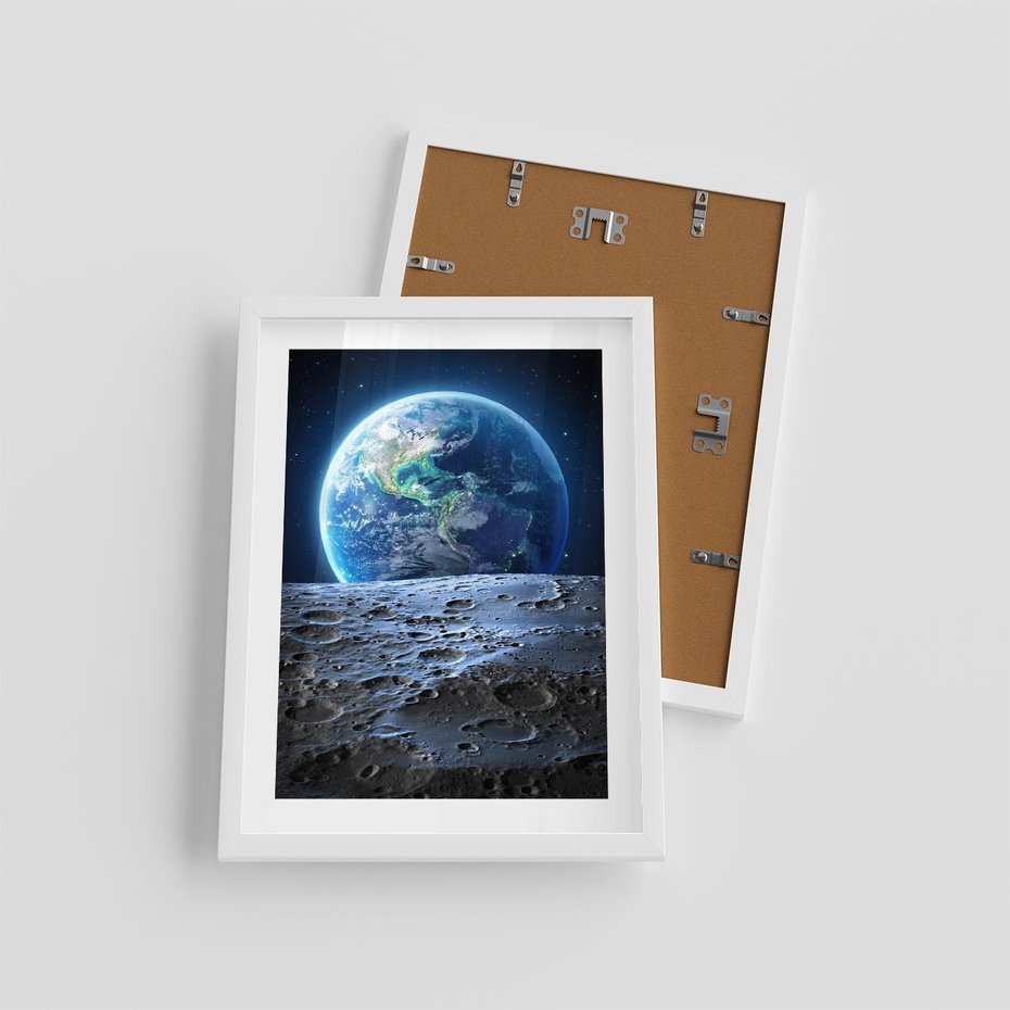 Plakat w ramie 30x40 - Mistrzowskie spojrzenie na Ziemię - ziemia, kosmos - rama biała