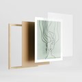 Plakat w ramie 40x50 - Spokojne Objęcia Natury - abstrakcja, zielony szkic - rama drewno