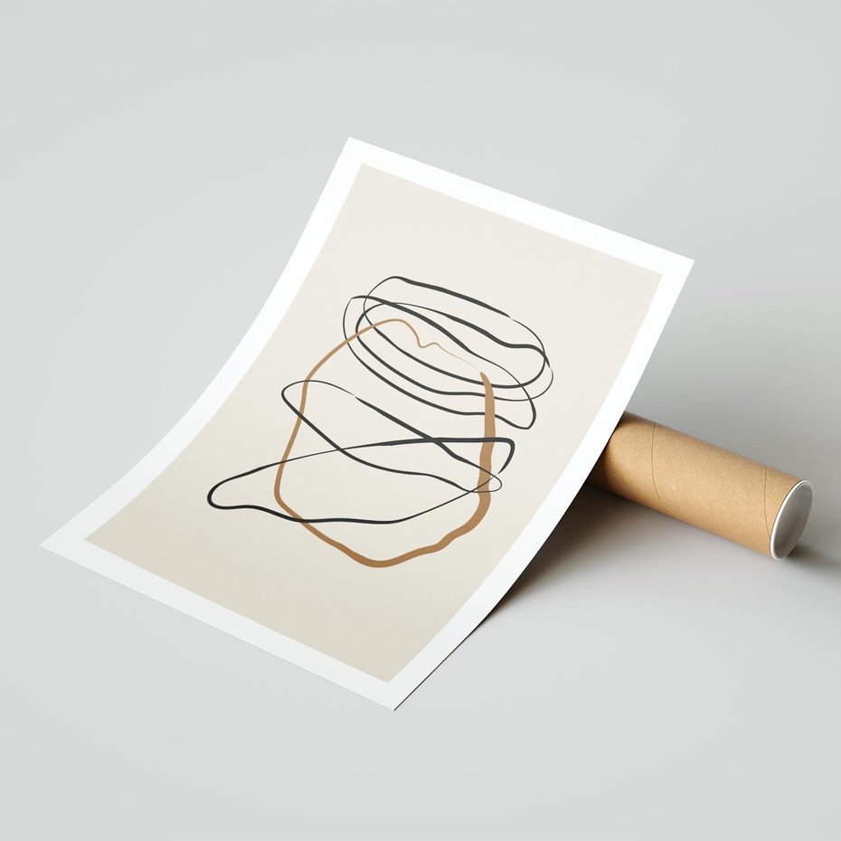 Plakat bez ramy 40x50 - Bezczasowe Kontury - abstrakcyjne linie, zaplątane