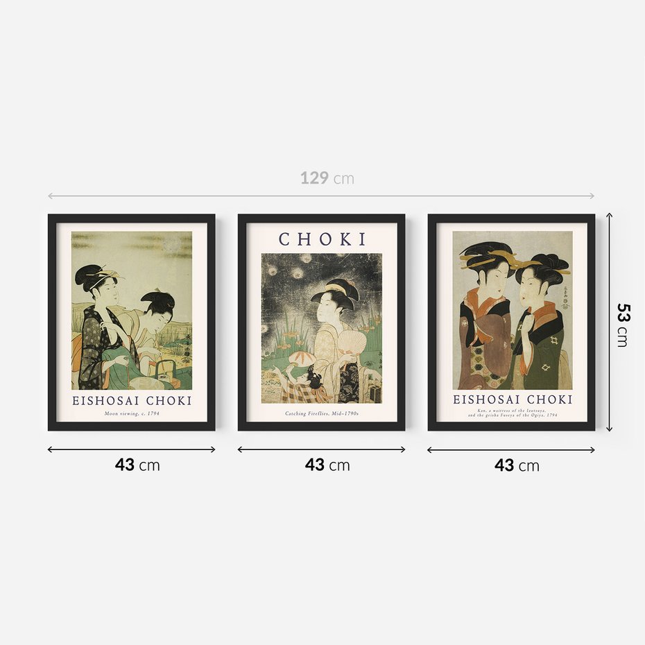 Zestaw obrazy w ramie 40x50 galeria - Japonia, sztuka, Choki, orient - rama czarna