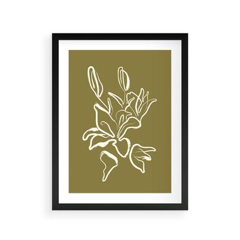 Plakat w ramie 30x40 - Przenikające Barwy - abstrakcyjna roślina, kwiaty - rama czarna