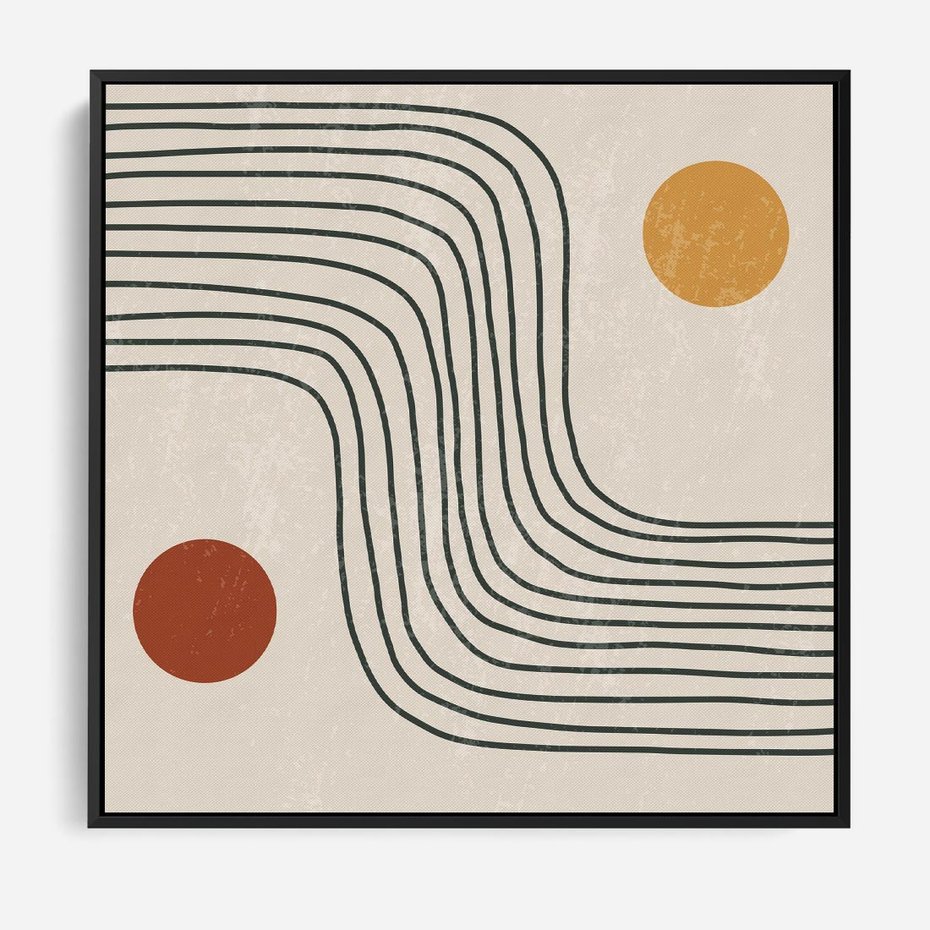 Obraz w ramie 50x50 - Czysta Refleksja - abstrakcyjna sztuka, boho kształty - rama czarna