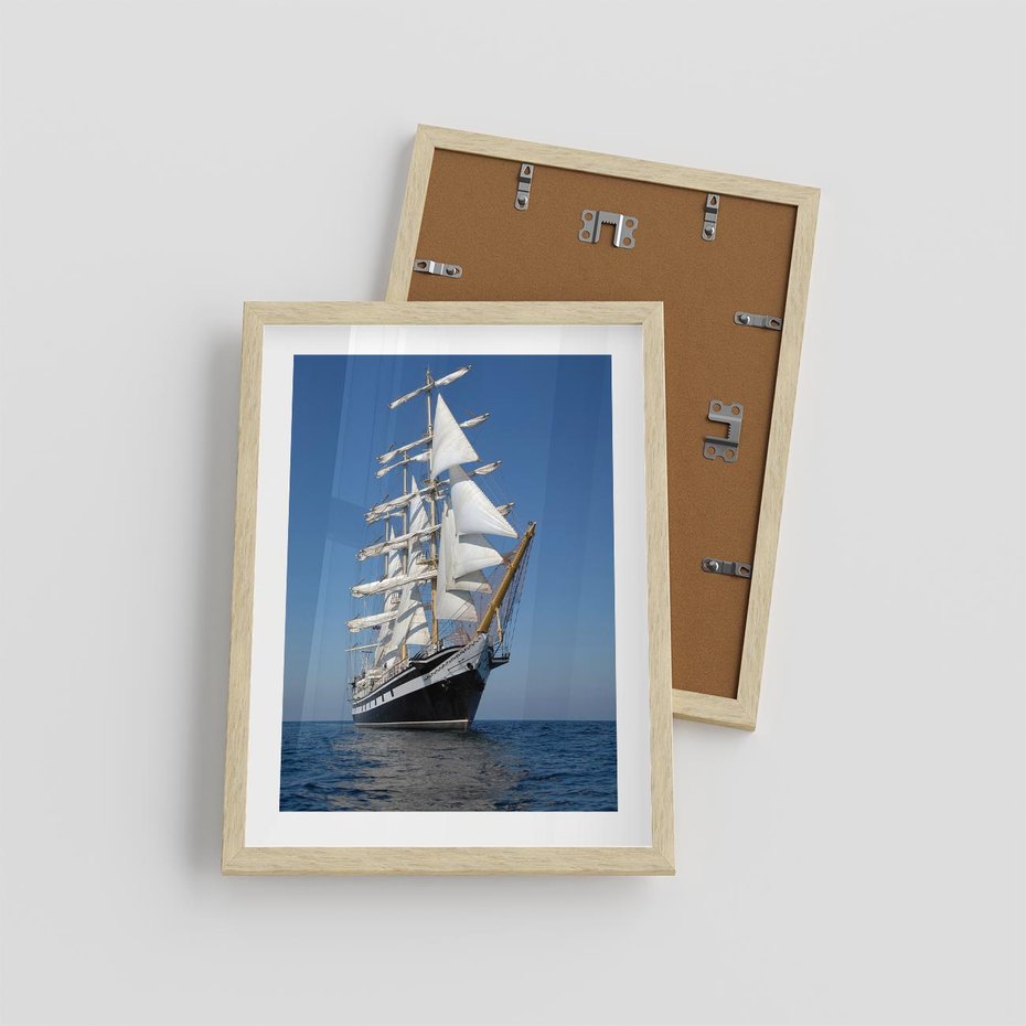 Plakat w ramie 30x40 - Podróż na Żaglowcu Przygody - żaglowiec, podróż - rama drewno