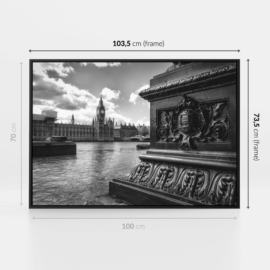 Obraz w ramie 100x70 - Pejzaż kruchości i siły - Londyn, Tamiza - rama czarna