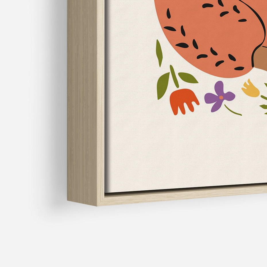 Obraz w ramie 80x120 - Rozplątane Emocje - nowoczesny plakat, kobieta otoczona kwiatami - rama drewno