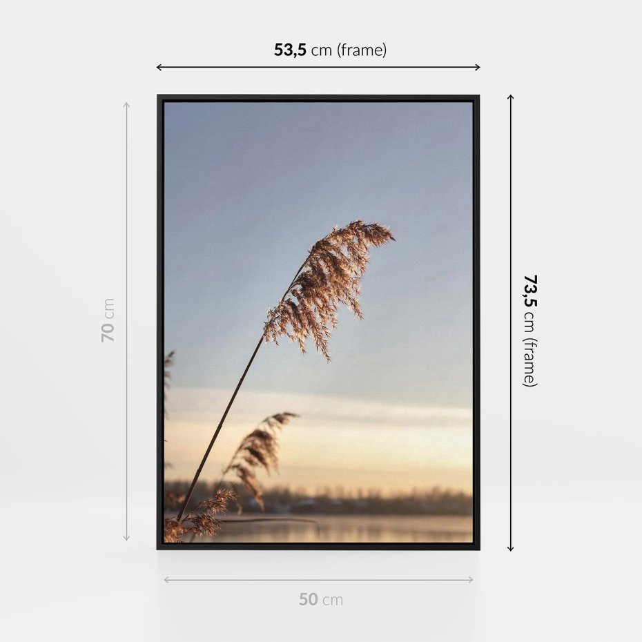 Obraz w ramie 50x70 - Naturalna Delikatność - trawy, boho - rama czarna