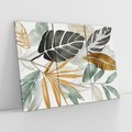 Obraz na płótnie 120x80 - Współbrzmienie wewnętrznego ja - kompozycja z tropikalnych liści, stonowane kolory