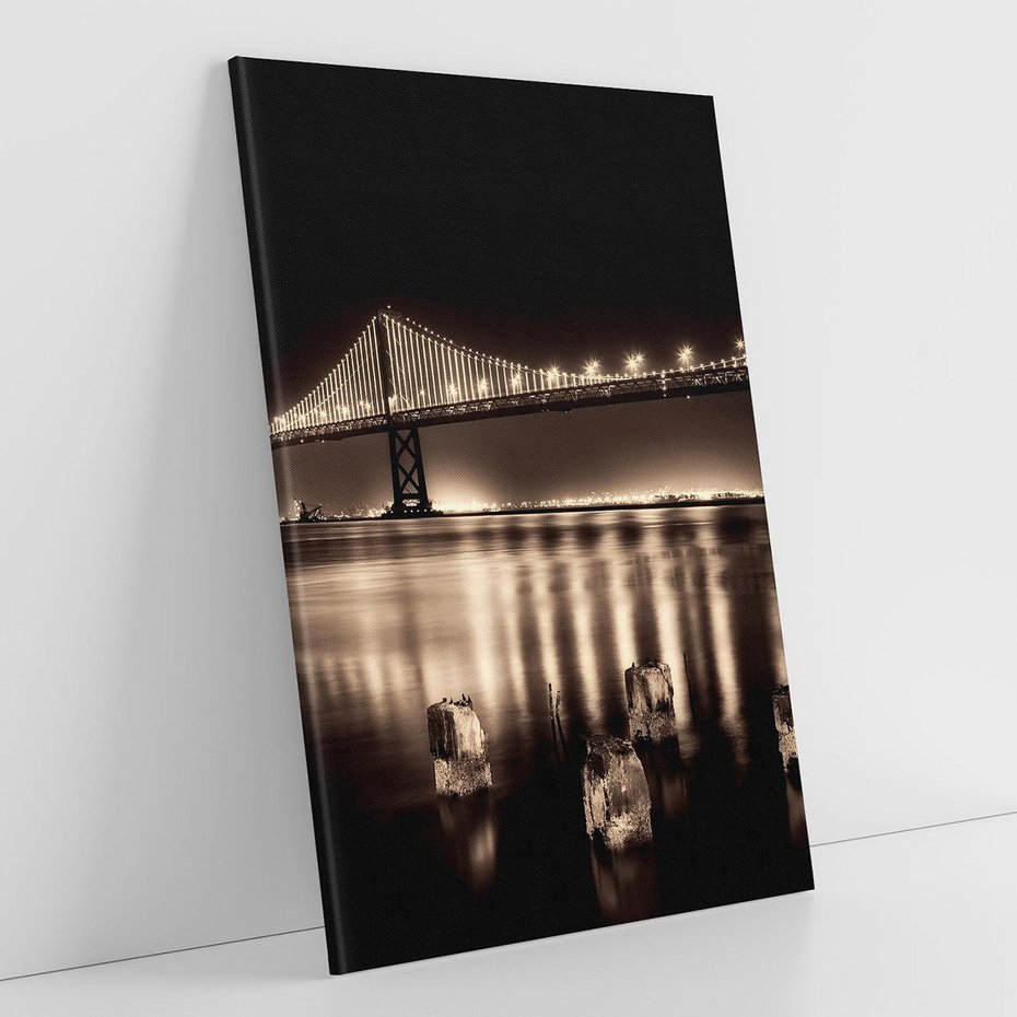 Obraz na płótnie 70x100 - Most nocą nad rzeką - noc, most