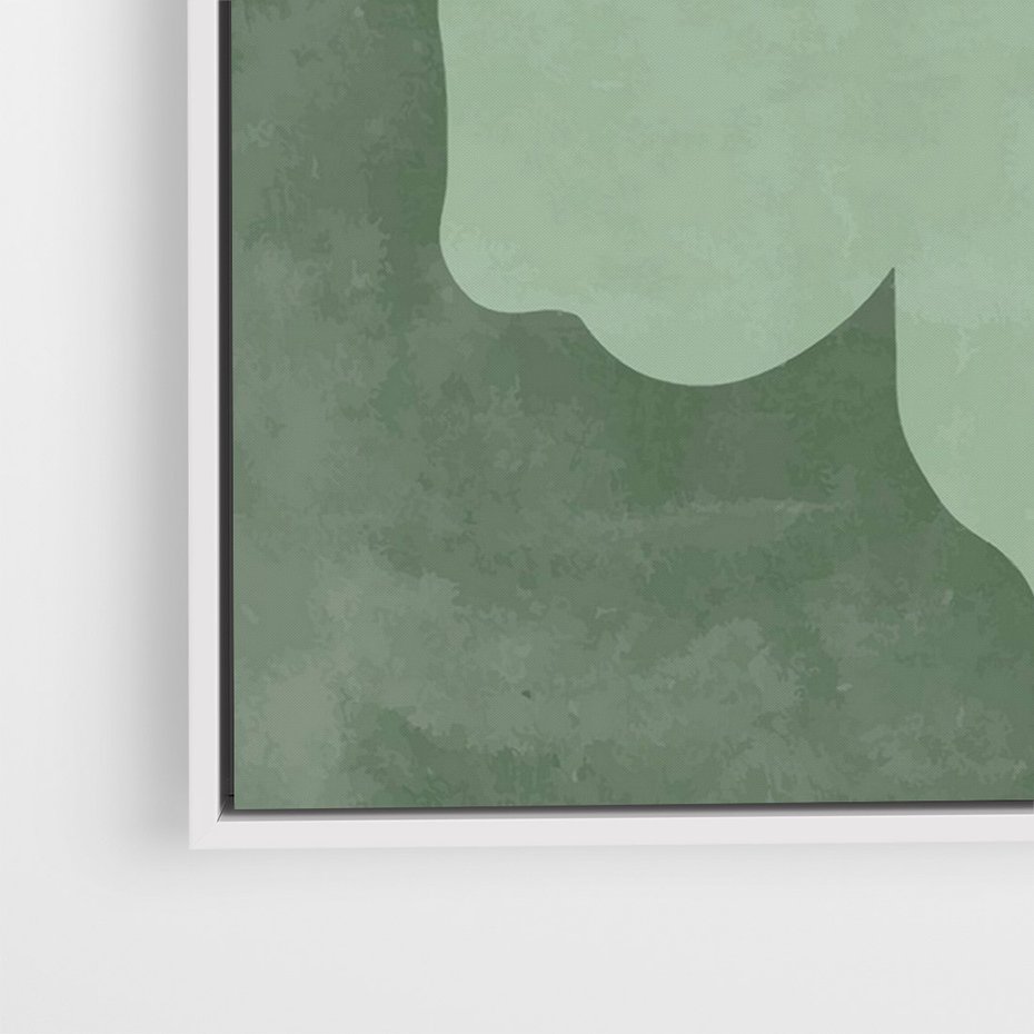 Obraz w ramie 70x100 - Kształty Zieleni - abstrakcyjny kształt, zielony plakat - rama biała