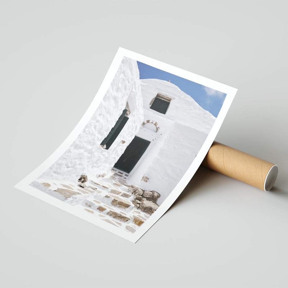 Plakat bez ramy 50x70 - Santorini - Grecja błękitem malowana - Santorini, Grecja