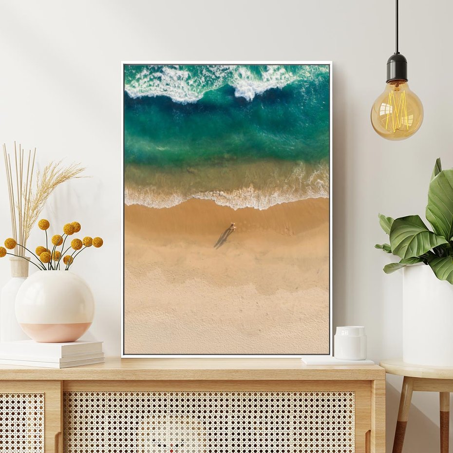 Obraz w ramie 80x120 - Oaza Relaksu - plaża, morze - rama biała