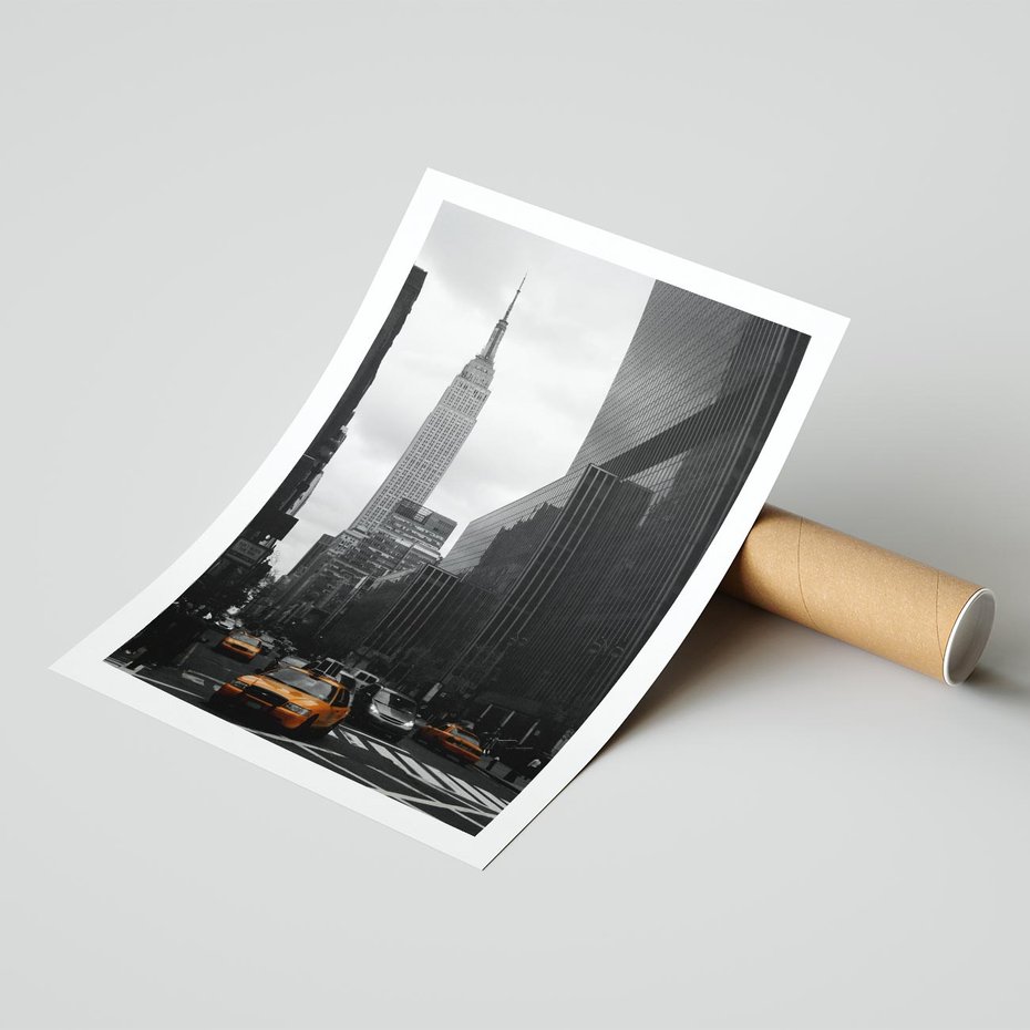 Plakat bez ramy 21x30 - Nowy York, taksówka w ruchu - Nowy York, taksówka