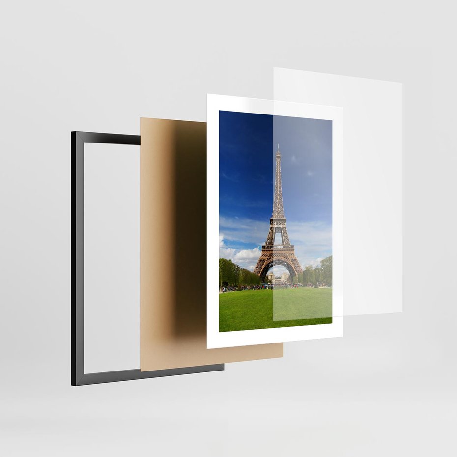 Plakat w ramie 30x40 - Eiffla: symbole Paryża - Eiffla, Paryż - rama czarna