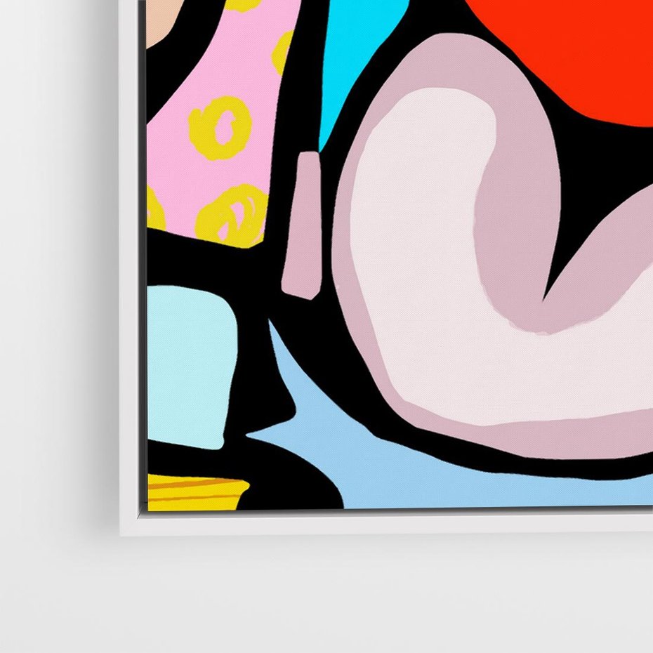 Obraz w ramie 80x80 - Czarny Komiks - abstrakcyjne formy, komiksowy styl - rama biała