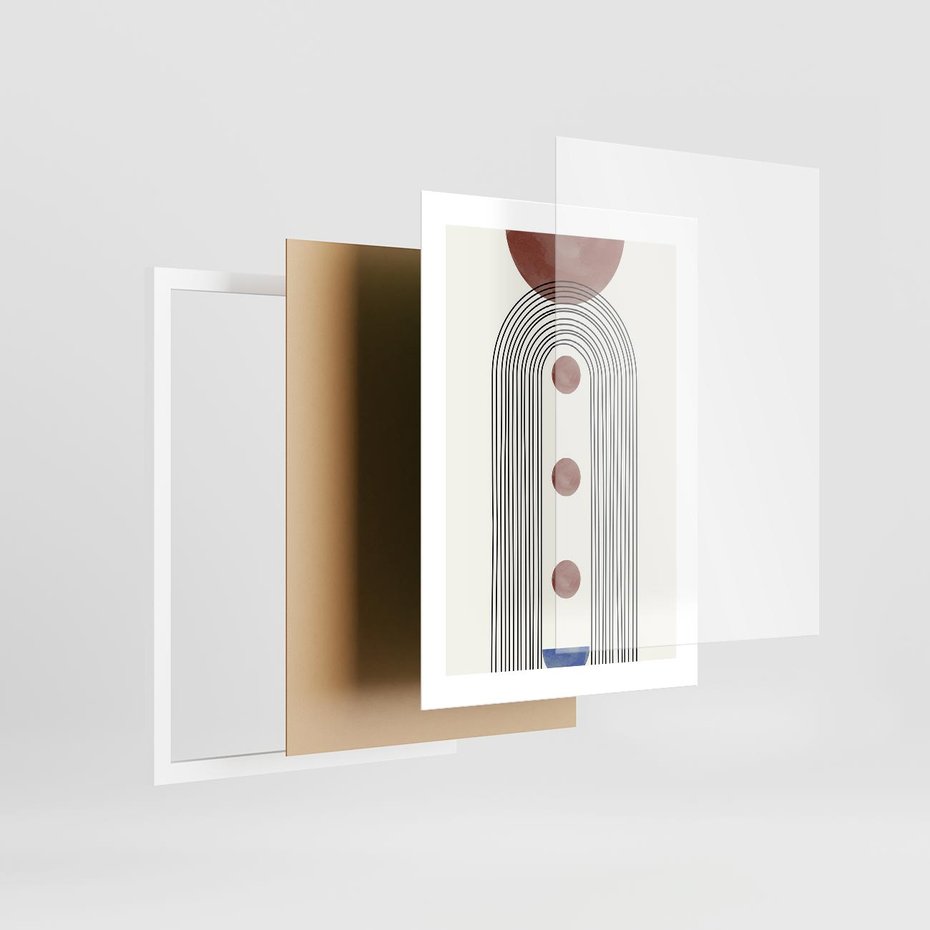 Plakat w ramie 30x40 - Symfonia Kształtów - nowoczesny plakat, styl midcentury - rama biała