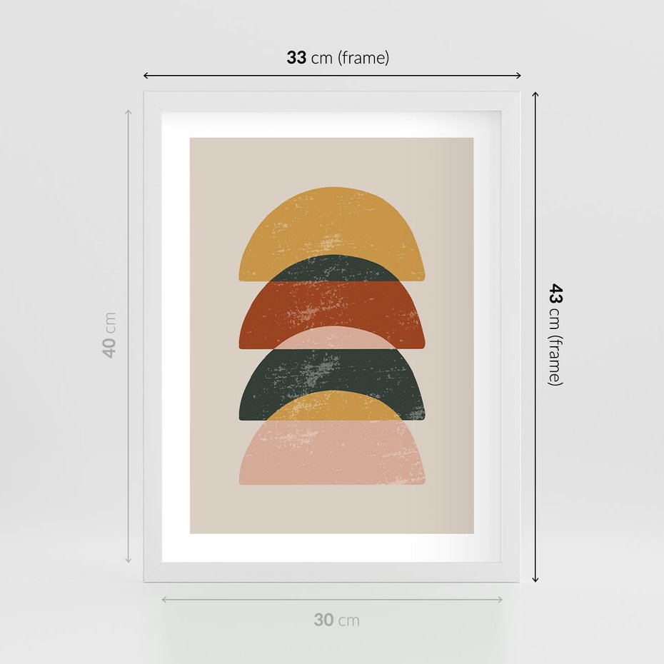 Plakat w ramie 30x40 - Energetyczne Wzory - nowoczesny plakat, abstrakcyjne kształty - rama biała