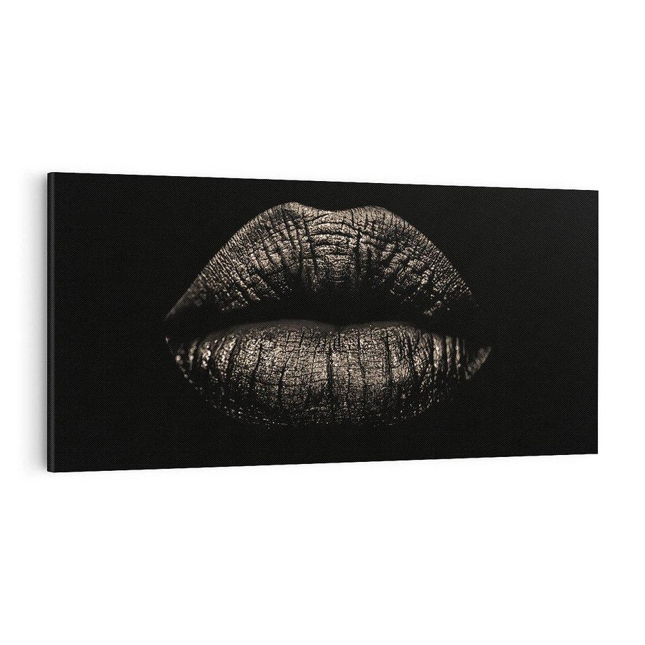 Obraz na płótnie 100x50 - Usta Czarno-Białe - usta, czarno