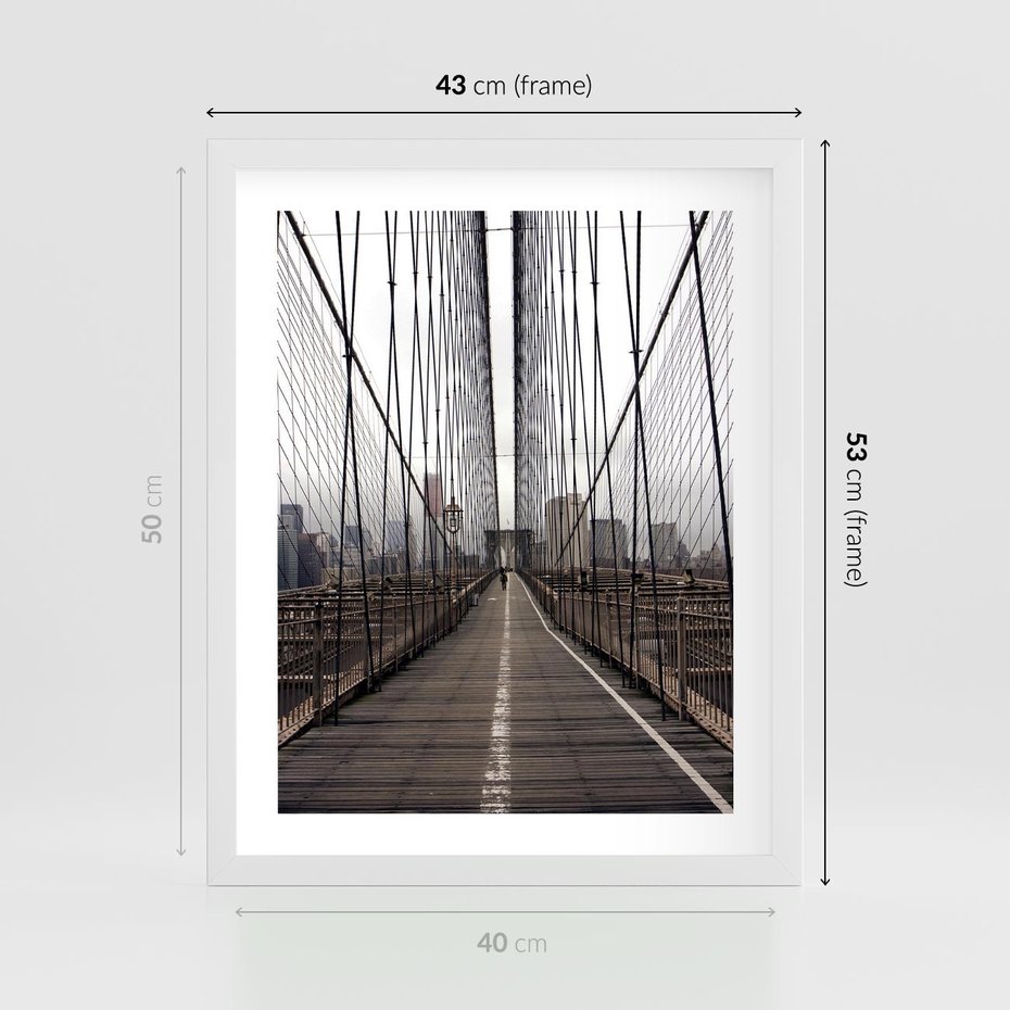 Plakat w ramie 40x50 - Nowoczesna Linia - most, nowoczesna - rama biała