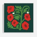 Obraz w ramie 50x50 - Księga Odbić - abstrakcyjna kwiatowa kompozycja, zielone mocne tło - rama biała