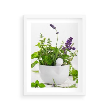 Plakat w ramie 30x40 - Kwiaty i zioła w restauracji - kwiaty, zioła - rama biała