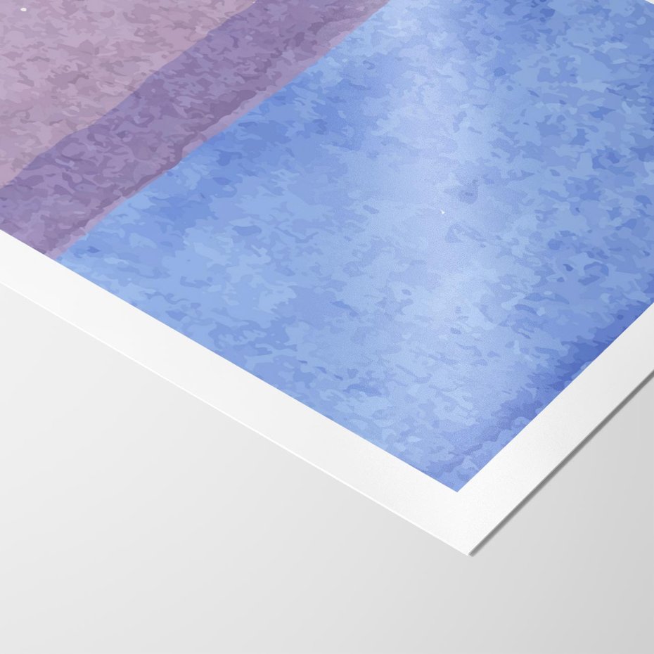 Plakat bez ramy 50x70 - Taniec Światła - kolorowe akwarelowe pasy, odcienie fiolet