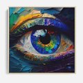 Obraz w ramie 50x50 - Mistyka Tęczowego Oka - oko, obraz olejny - rama drewno