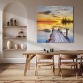 Obraz na płótnie 70x70 - Zachód słońca na pomostach - zachód, słońca