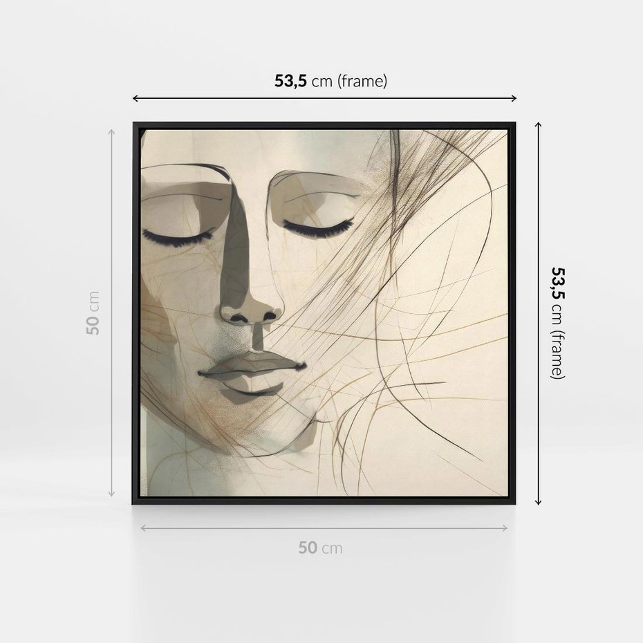 Obraz w ramie 50x50 - Tylko Zamknij Oczy - twarz kobiety, zamknięte oczy - rama czarna