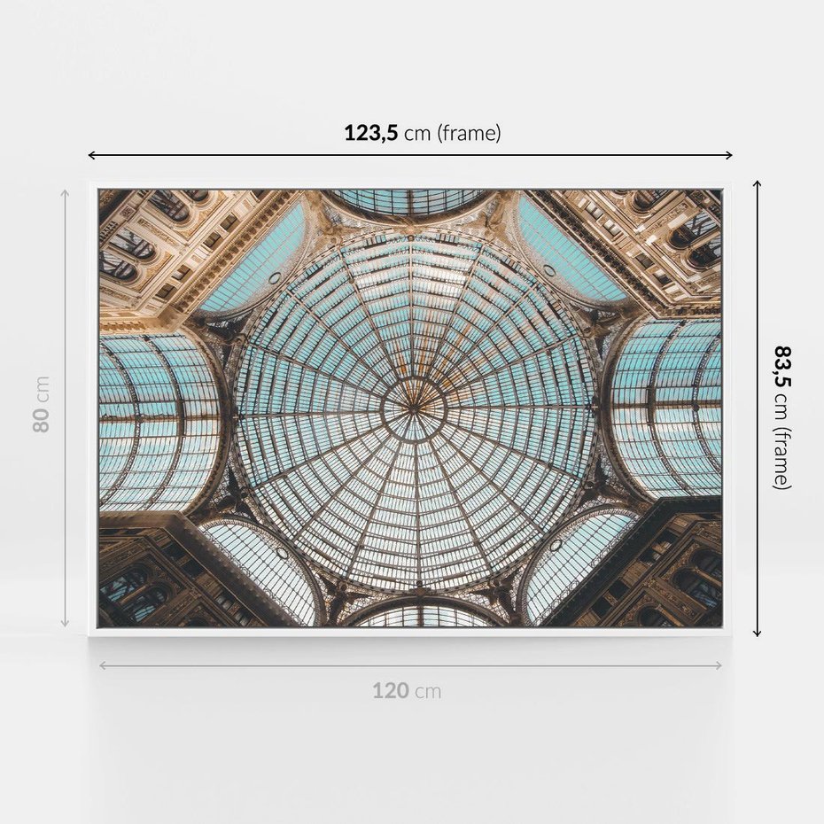 Obraz w ramie 120x80 - Magia Sklepienia - sklepienie, szklany dach - rama biała