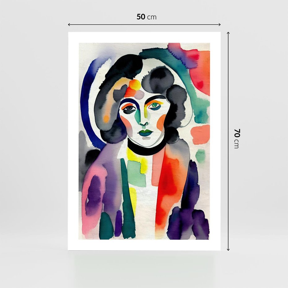 Plakat bez ramy 50x70 - Subtelne Akwarelowe Ulotności - abstrakcyjny akwarelowy portret kobiety, rozmyte farby