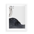 Plakat w ramie 50x70 - Szara Abstrakcja - abstrakcja, akwarela - rama biała