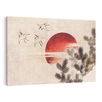 Obraz na płótnie 70x50 - "Birds and sunset" Katsushiki Hokusai - Reprodukcja - reprodukcja, obraz na płótnie