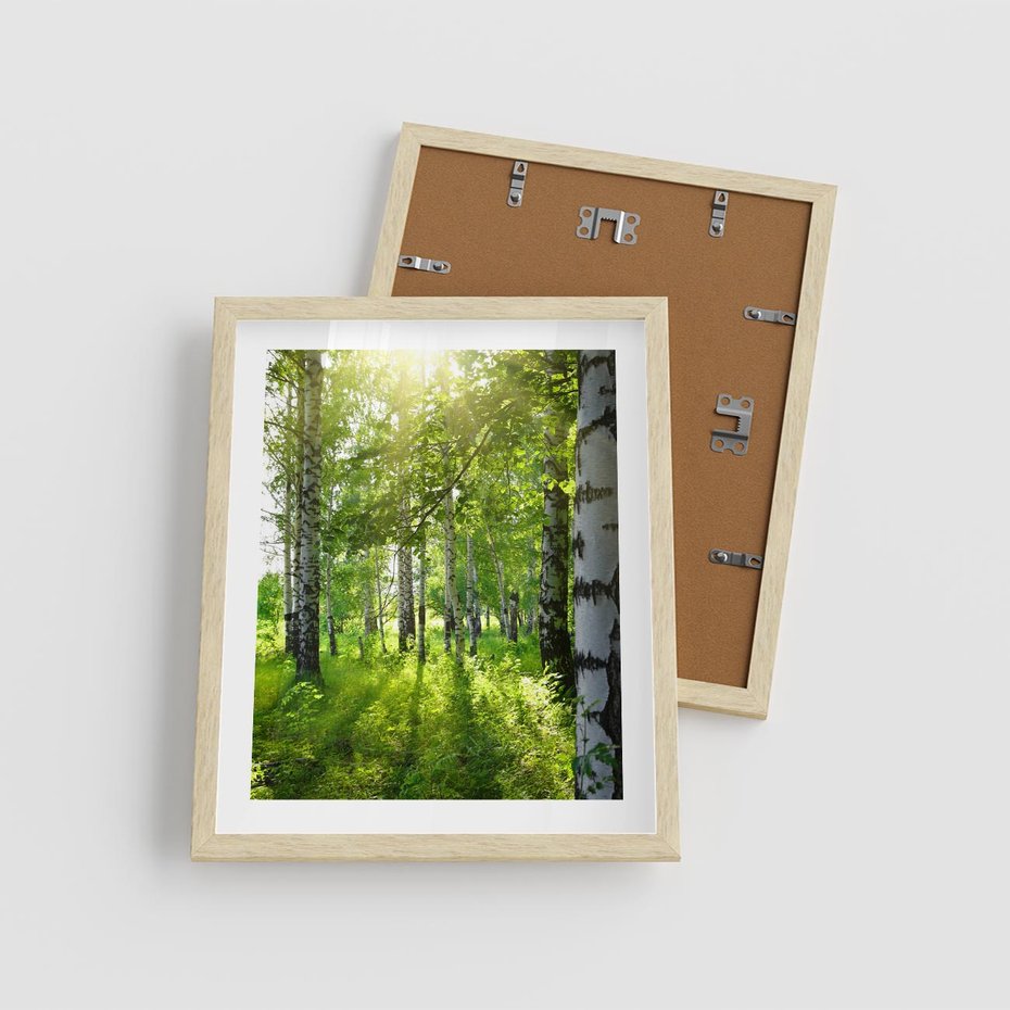 Plakat w ramie 40x50 - Lasowa Księżycowa Noc - las, drzewa - rama drewno