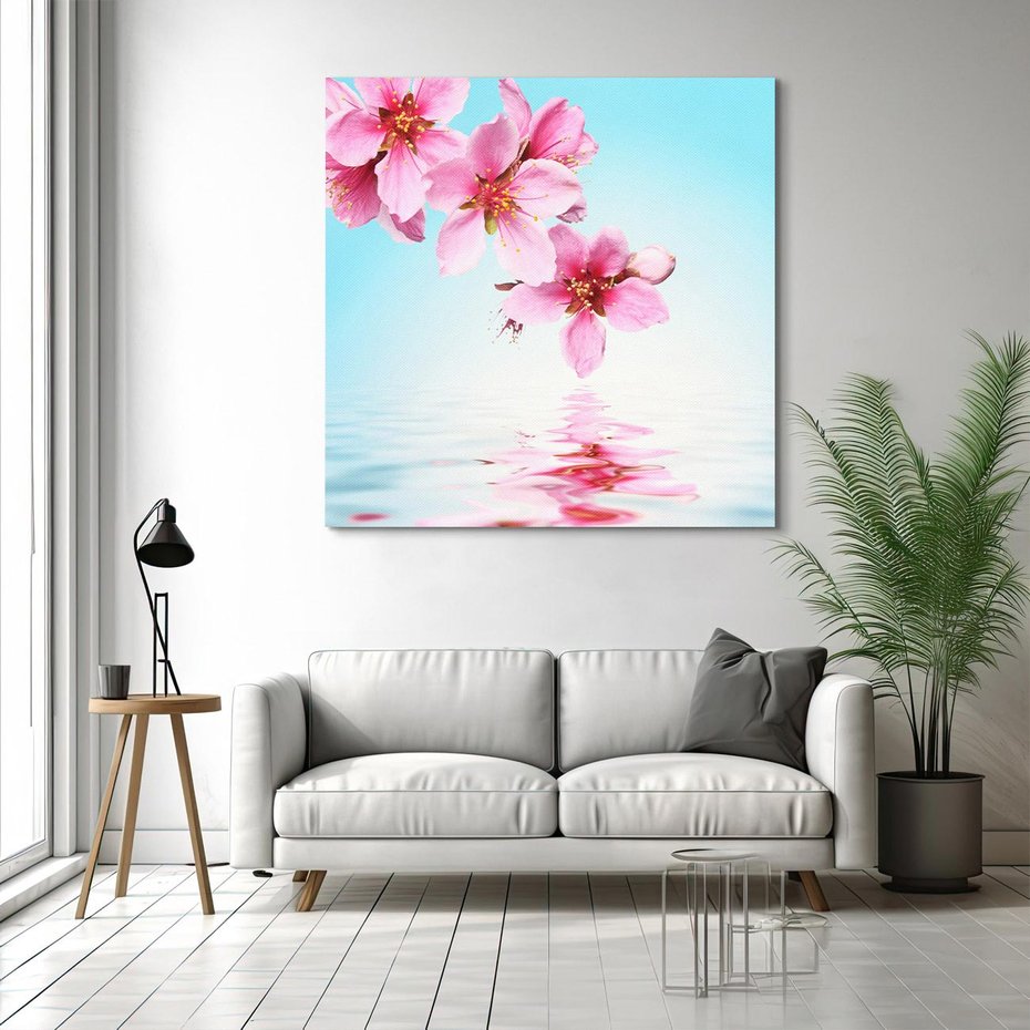 Obraz na płótnie 80x80 - Magia kwitnącej wiśni - kwitnąca, wiśnia