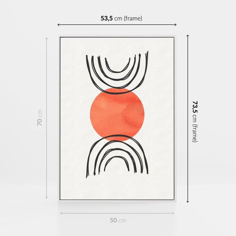 Obraz w ramie 50x70 - Lustrzane Widzenie - koło, boho styl - rama biała