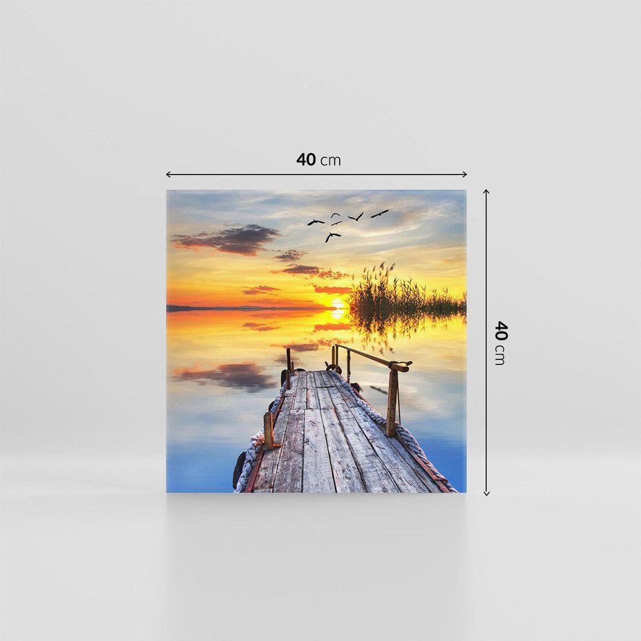 Obraz na płótnie 40x40 - Zachód słońca na pomostach - zachód, słońca