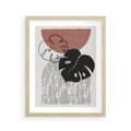 Plakat w ramie 40x50 - Nowoczesna Monstera: Szkic w Grafice - nowoczesna grafika, monstera - rama drewno