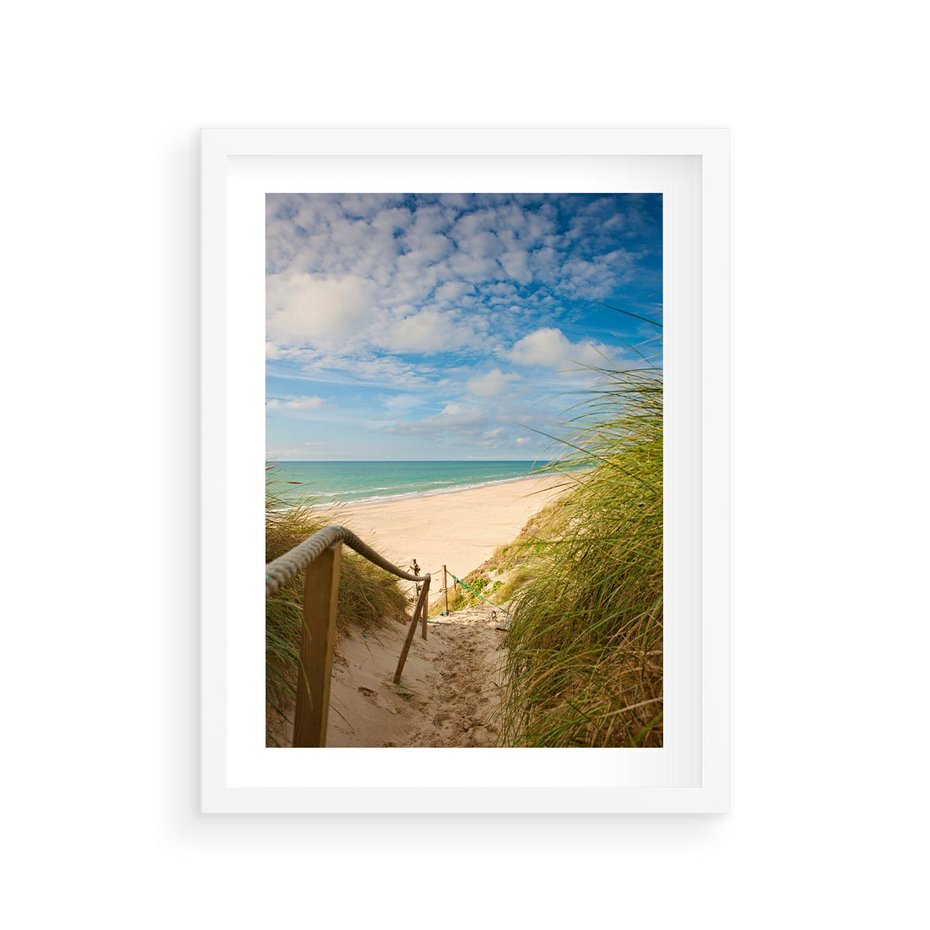 Plakat w ramie 30x40 - Spokojna plaża nad Bałtykiem - plaża, Bałtyk - rama biała