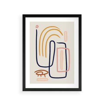 Plakat w ramie 30x40 - Abstrakcyjne Mrugnięcie - abstrakcja w stylu picasso, beżowe tło - rama czarna