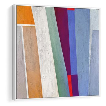 Obraz w ramie 50x50 - Księga Ukrytych Odbić - abstrakcyjne dziwne kształty, olejny obraz - rama biała