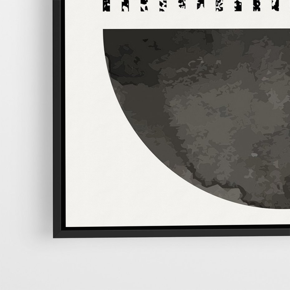 Obraz w ramie 50x70 - Taniec Impulsów - abstrakcyjne czarno białe formy, minimalizm - rama czarna