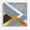 Obraz w ramie 80x80 - Geometryczne Elementy - geometryczne kształty, elementy złota - rama biała