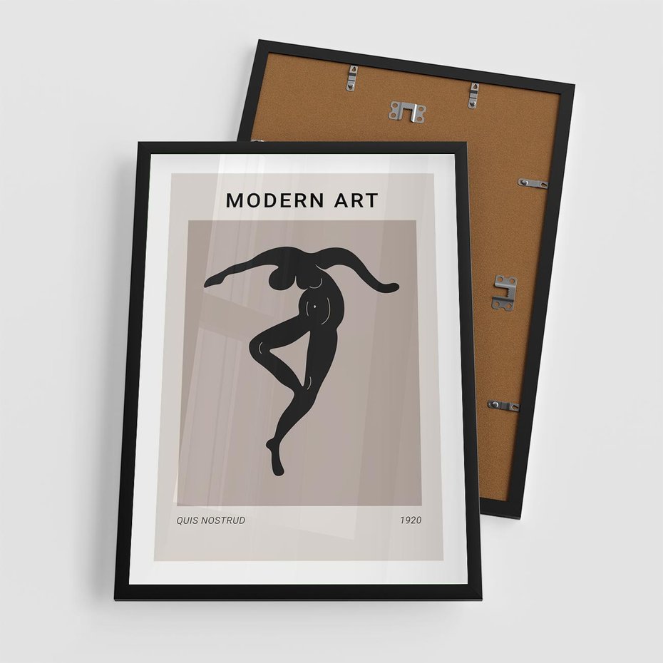 Plakat w ramie 50x70 - Modernistyczna Wizja - plakat modern, czarna postać - rama czarna