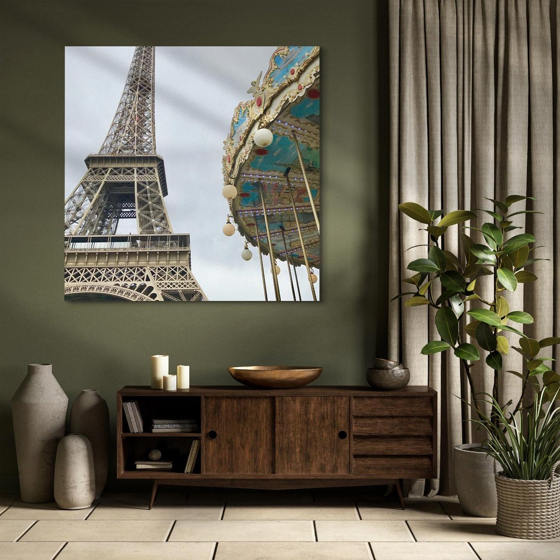 Obraz na płótnie 70x70 - Delikatność kolorów - wieża, Eiffla
